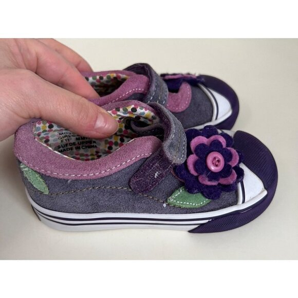 Morgan & Milo | Mary Jane Ginger Floral Purple Sneakers Sz 8 - Picture 3 of 7